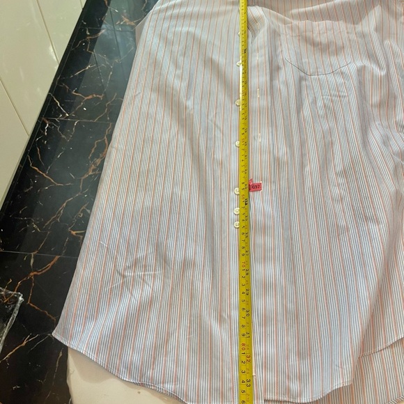 Brooks Brothers Polo Shirt Mens 18-35 Blue White Pink Stripe Non Iron Cotton - Picture 7 of 8